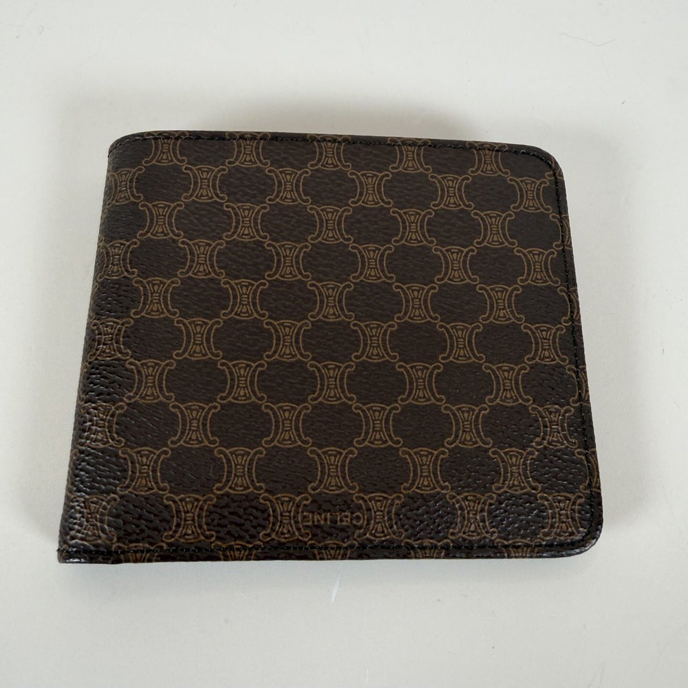 CELINE Vintage Macadam Pattern Brown Bifold